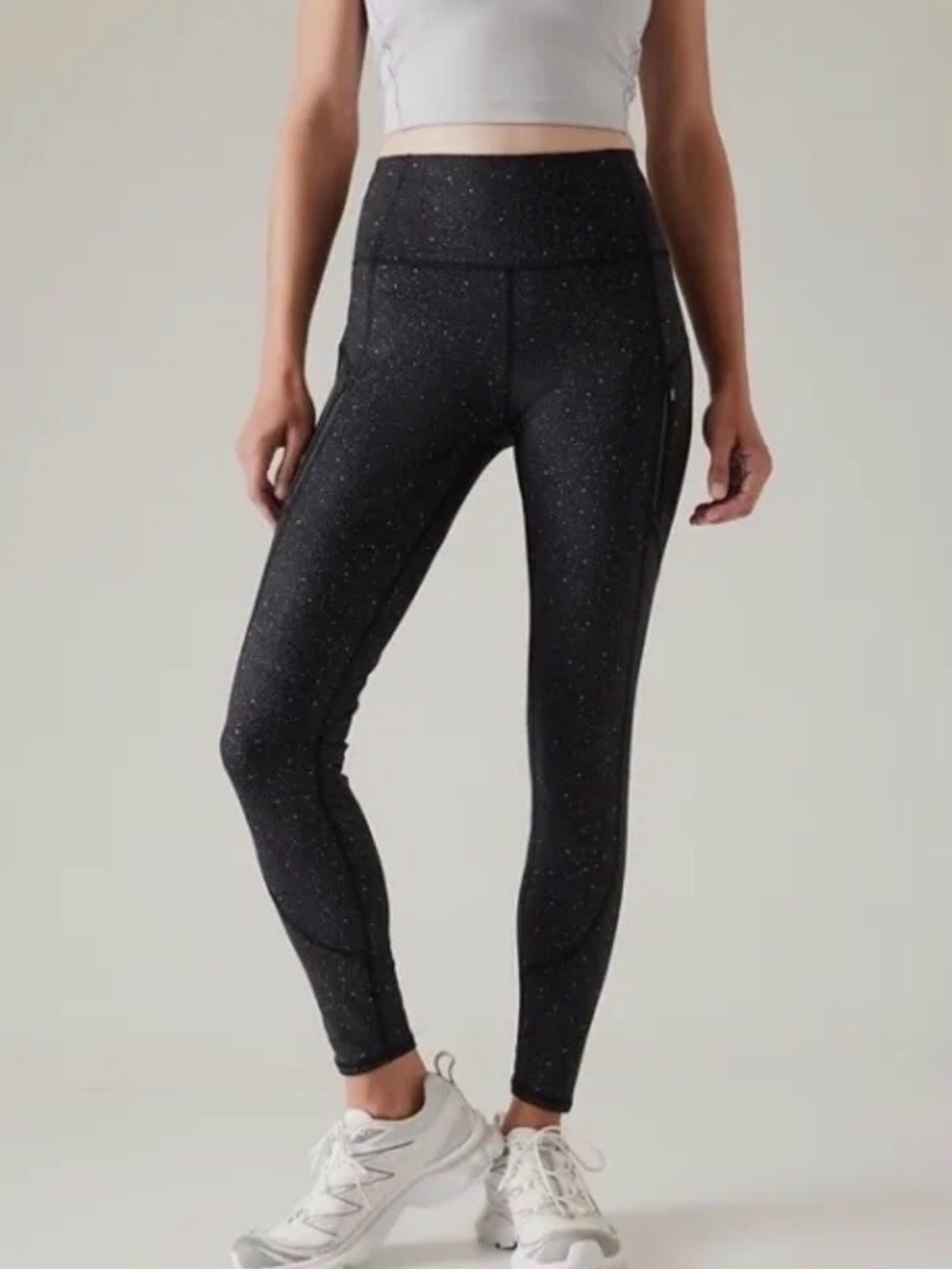 Athleta Rainier Reflective Black High-Waist Leggings. Black cosmos